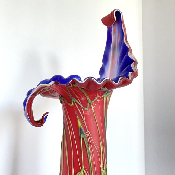 Baijab Glass Azerbaijan Russian Jack In The Pulpit Hand Blown Vase 17" Tall - Picture 7 of 12